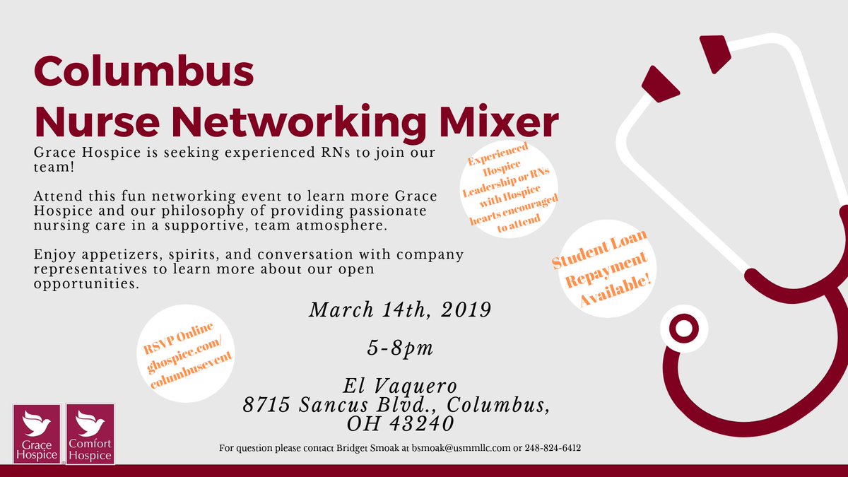 Next week we're in Columbus! If you are an experienced RN with a hospice heart join us for the fun networking event to learn more about our open opportunities! ghospice.com/columbusevent