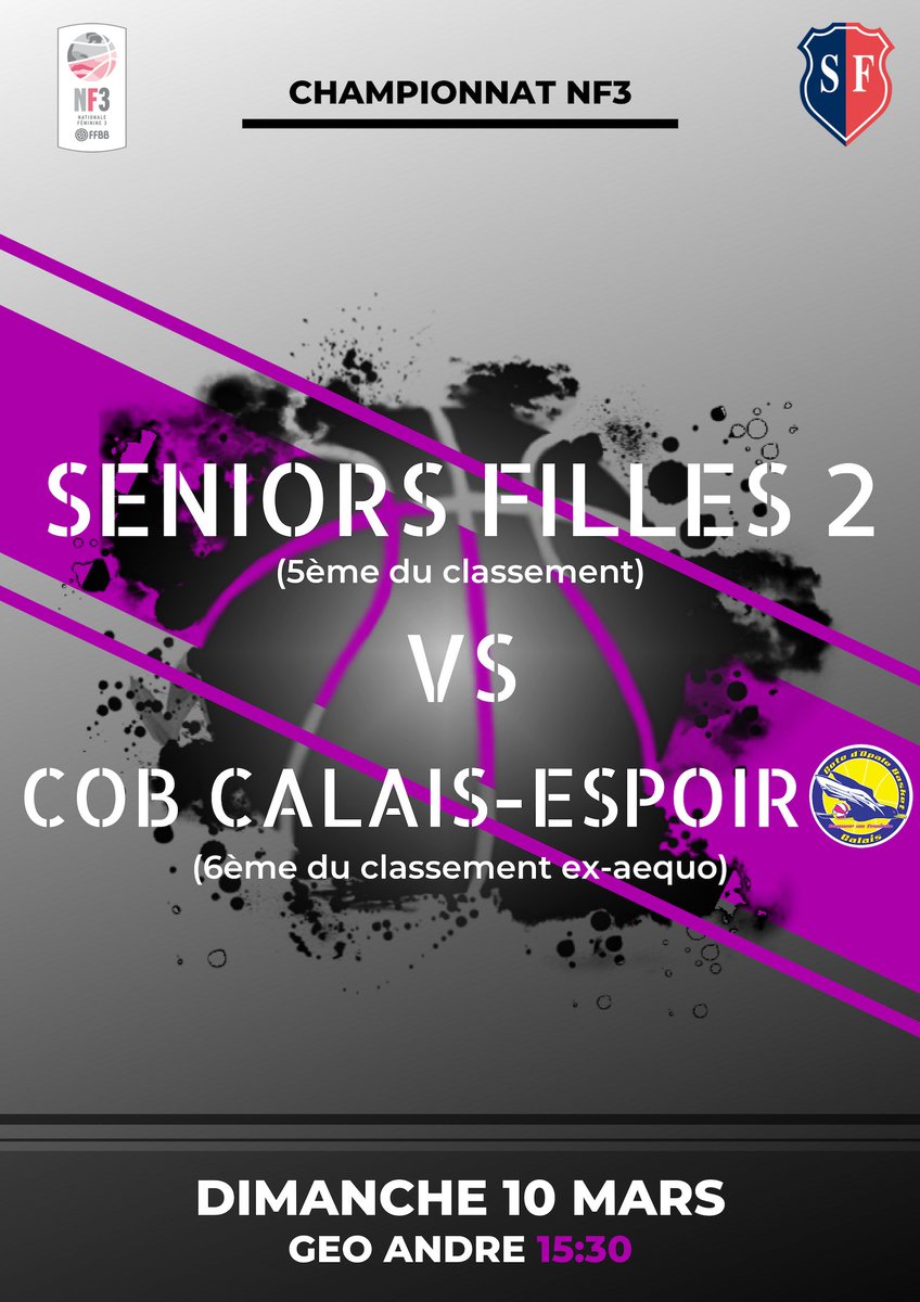 Ce week-end vous retrouverez également les SF2 contre Cob Calais au stade Géo André à 15h30 💪

On vous attend dimanche ! 😉🏀
#BeStadeFrançais #Basket #NF3