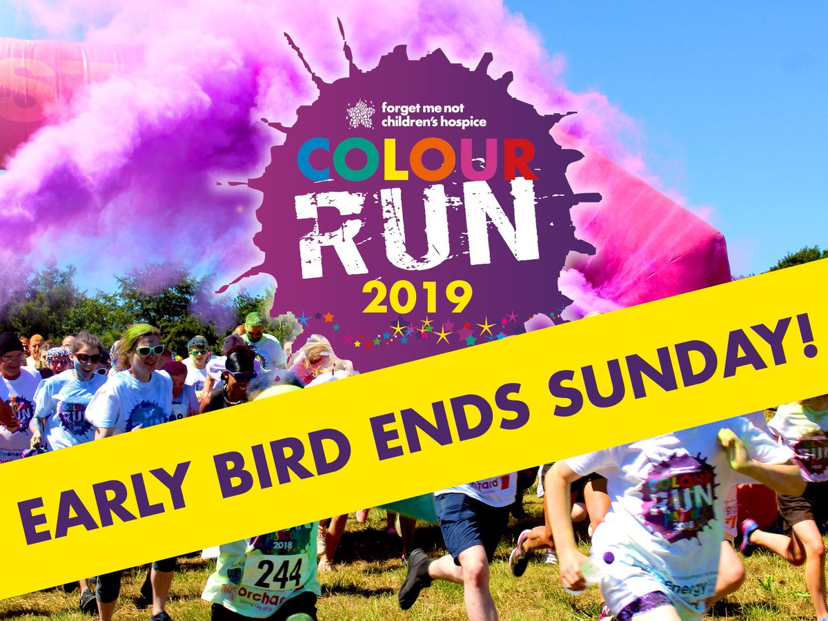 ForgetMNotChild's tweet photo. This Sunday is your LAST chance for Early Bird tickets for our Colour Run! Don't miss out! https://t.co/BsPwpd8CBS #FMNColourRun #ColourRun #Huddersfield https://t.co/p4aZLOdQmq