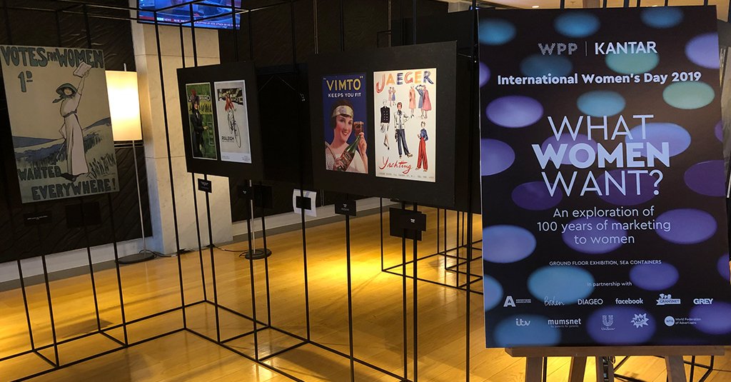 WPP's tweet photo. #InternationalWomensDay has come early to Sea Containers with an exhibition exploring 100 years of marketing to women @kantar #WhatWomenWant https://t.co/zjmLq89Ozk