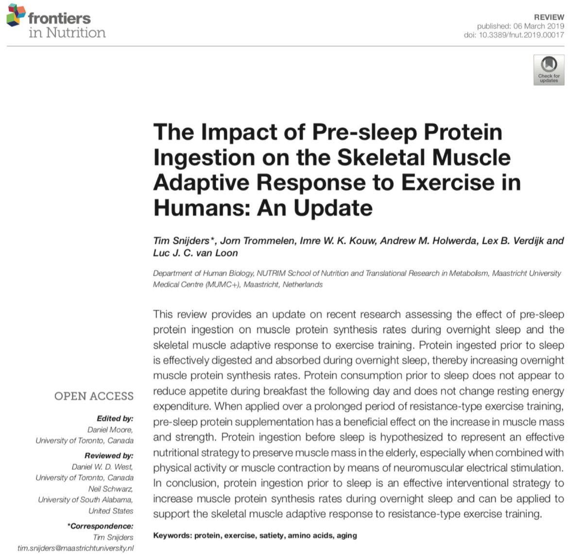 Jorn Trommelen, PhD (@jorntrommelen) on Twitter photo Our new pre-sleep protein review to optimize muscle adaptation is online! (open-access)
Includes pre-sleep protein work from:
<a href="/mikeormsbee/">Mike Ormsbee, PhD</a>
<a href="/JoseAntonioPhD/">Jose Antonio PhD</a>
<a href="/TomClifford7/">Tom Clifford</a>
OPEN-ACCESS Review:
frontiersin.org/articles/10.33… Our new pre-sleep protein review to optimize muscle adaptation is online! (open-access)
Includes pre-sleep protein work from:
<a href="/mikeormsbee/">Mike Ormsbee, PhD</a>
<a href="/JoseAntonioPhD/">Jose Antonio PhD</a>
<a href="/TomClifford7/">Tom Clifford</a>
OPEN-ACCESS Review:
frontiersin.org/articles/10.33…