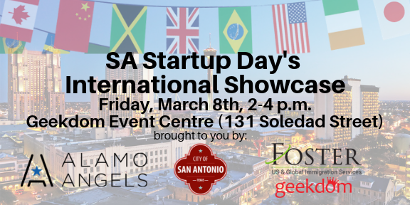 AlamoAngelsofSA's tweet photo. We are now just two days away from the International Showcase event held @Geekdom Event Centre! Registration is still open, and we thank @fosterllp for sponsoring the refreshments and snacks at the event. Hope to see everyone there! #startup #internationalstartup #SATX https://t.co/njpGFNJT5E