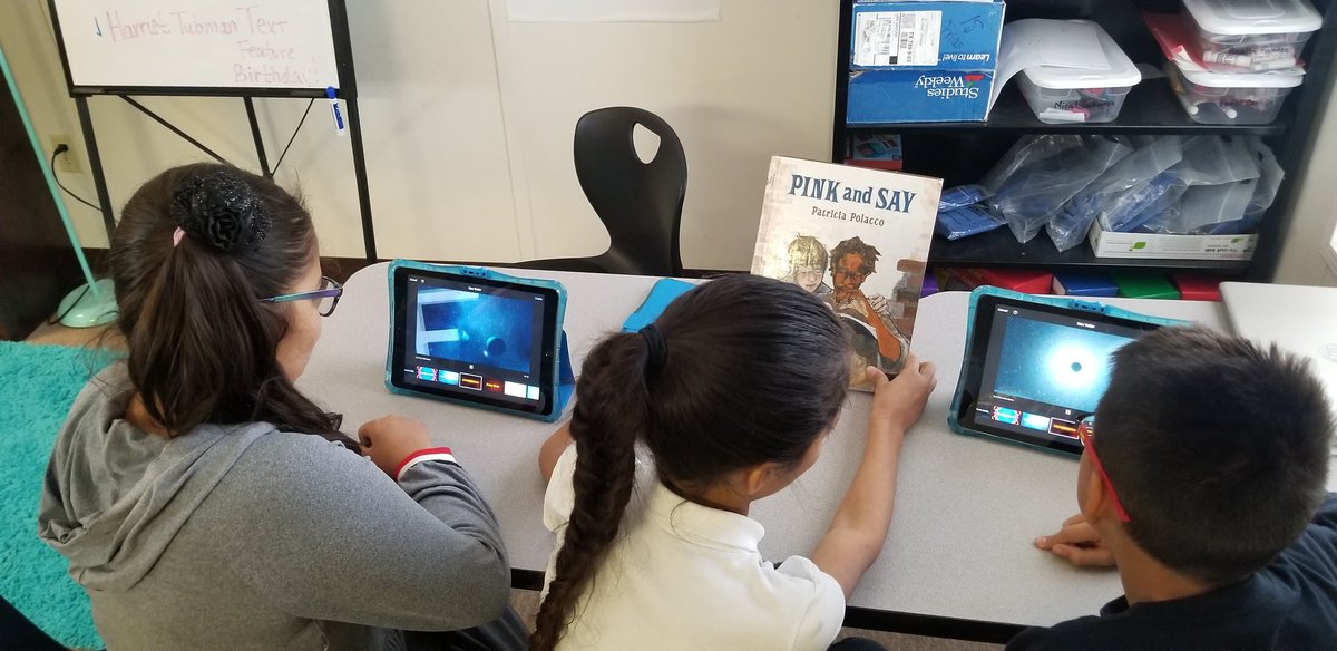 Guillen_Middle's tweet photo. These awesome 4th grade Colts are creating book trailers to showcase an amazing book! #TeamSISD #Pinkandsay #ColtNation https://t.co/AZJlOMn5px