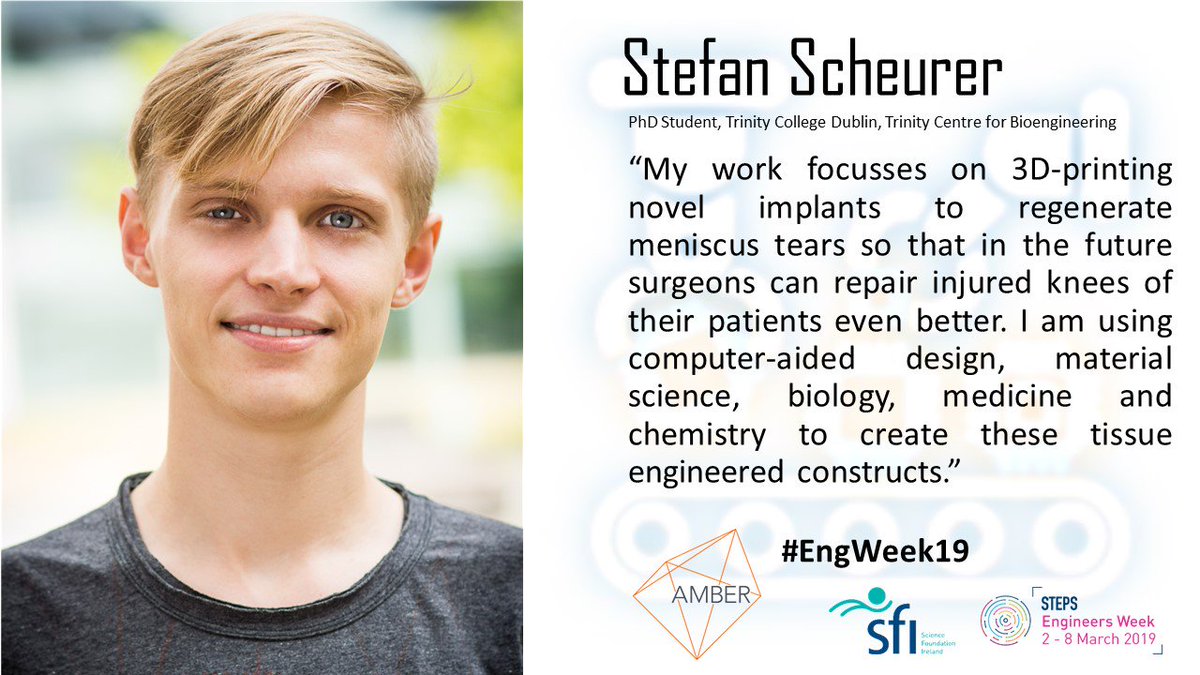 ambercentre's tweet photo. What does a PhD student #Engineer do? Stefan uses 3D printing to engineer implants which will repair injured knees! #Engineering4Health #LoveTrinityResearch #believeinscience #EngWeek19 #MedTech #additiveireland #AdditiveResearch https://t.co/L0pkWkibyn