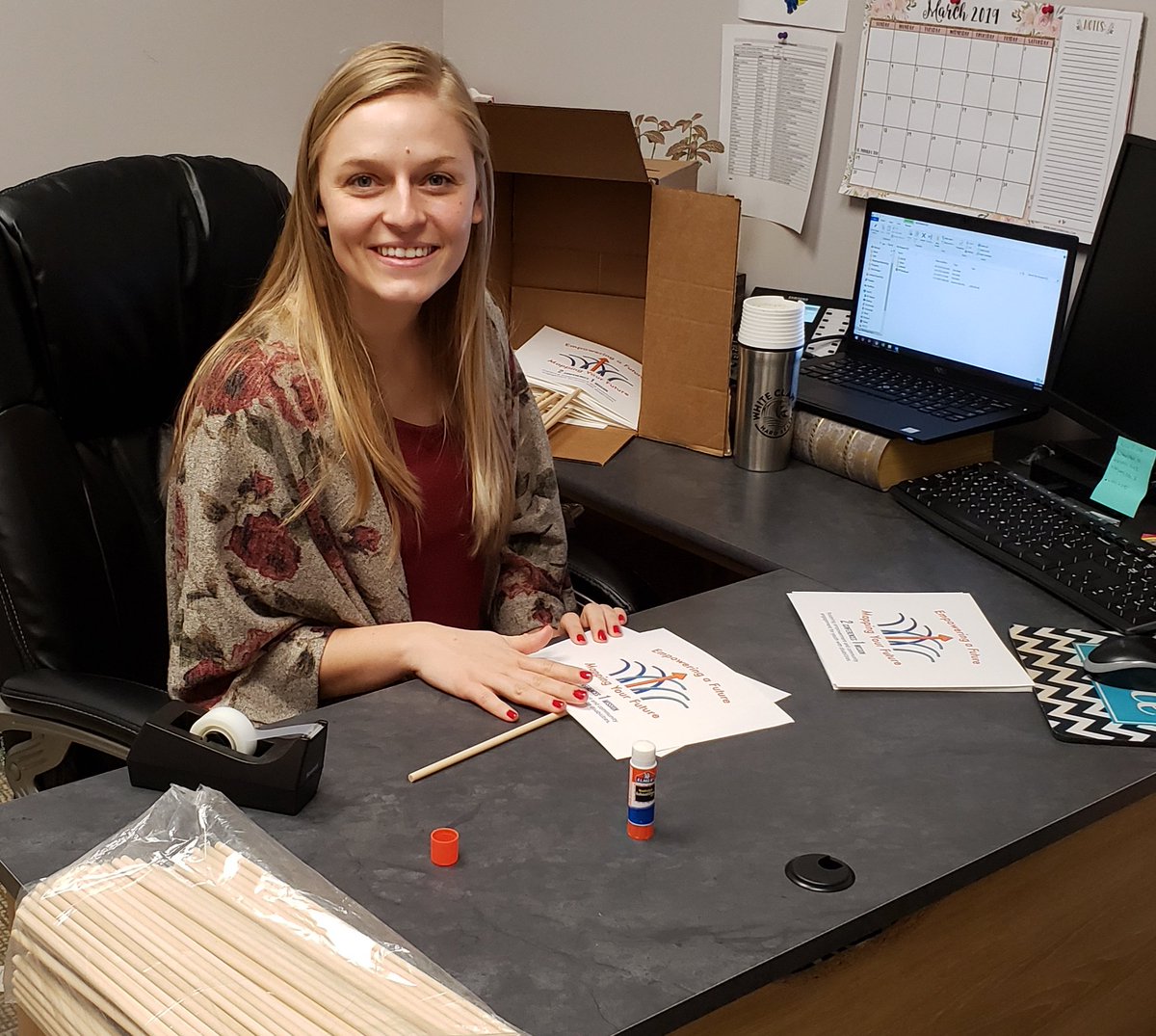 EQUIPinSC's tweet photo. Here at the office, we're getting ready for Mapping Your Future on 3/16! After setting your goals and planning steps to reach them, stop by the EQUIP table to find out how we can support you! 

[Image: Photo of Grace putting together decorations for the event at her desk.] https://t.co/ViIJ0yoZSg