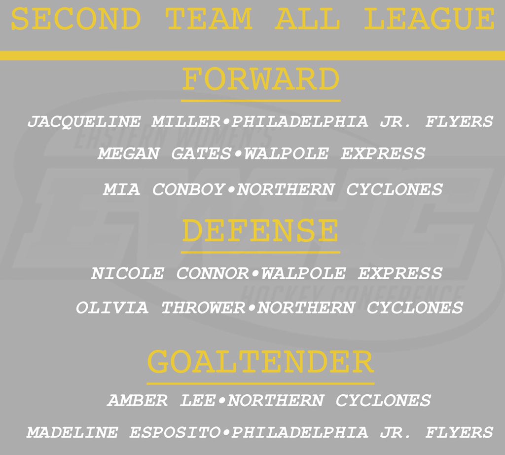 EasternWHC's tweet image. 2019 All-EWHC 1st &amp;amp; 2nd Team! #ewhc #ALLEWHC