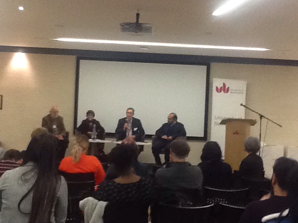 sustainbeds's tweet photo. Dr.Nazia Khanum, OBE Chair UNA Luton, Mr.Colin Hall Quaker United Nations Committee Geneva &amp; Ryad Khodabocus @GrassrootsLuton panelists on session 'Faith and bridge building in our communities' present at the concluding session of the #HRMigrationCollaboration conference https://t.co/z5x2wpcA70