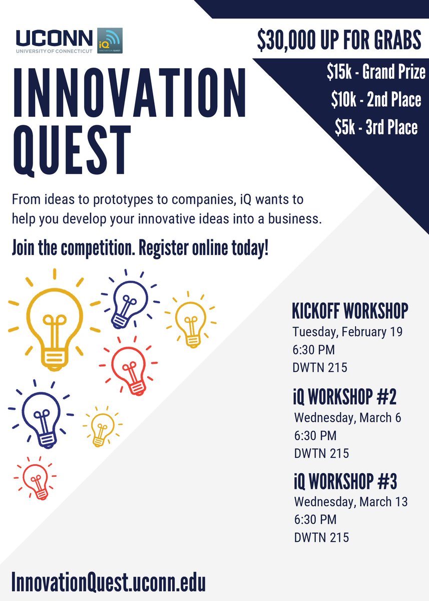 UConn_iQ's tweet photo. TONIGHT!!!
--------------------------------
Join us tonight (3/6) at 6:30pm in the School of Business 106 for Storrs iQ Workshop #3! We recommend attending at least 1 of the 4 sessions prior to submitting your application (3/26).

Sign-up below!

https://t.co/8DqkxGZcHx https://t.co/V6WYh5WyLj