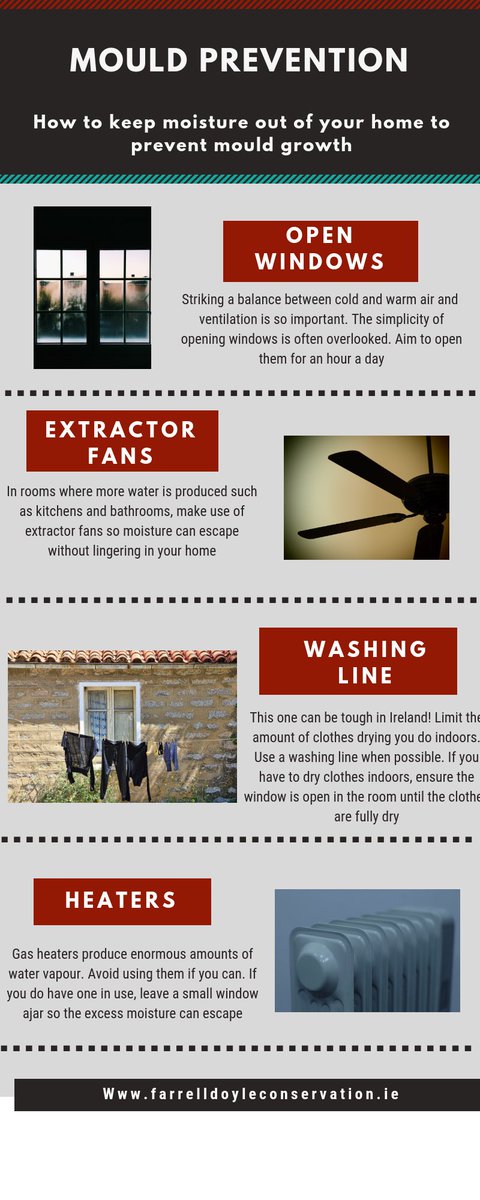 A lot of talk today about <a href="/DubCityCouncil/">Dublin City Council</a> report on  #mould And yes living conditions are a big factor. Here’s some simple things you can do to keep mould at bay #conservation #health