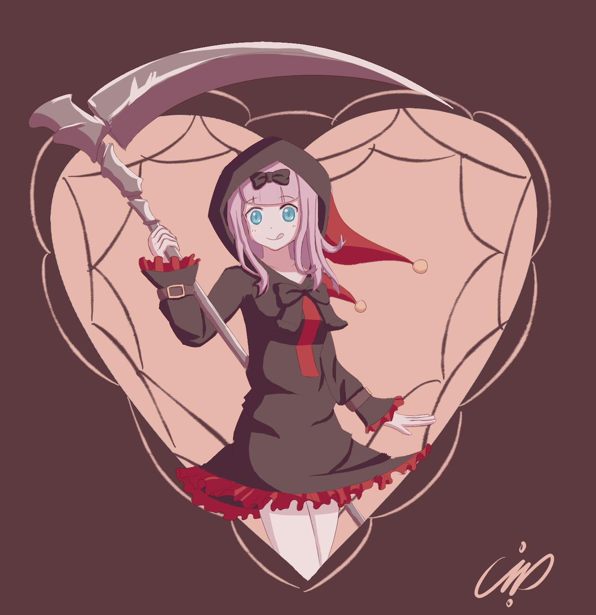 Drawing of Chika in her reaper costume.