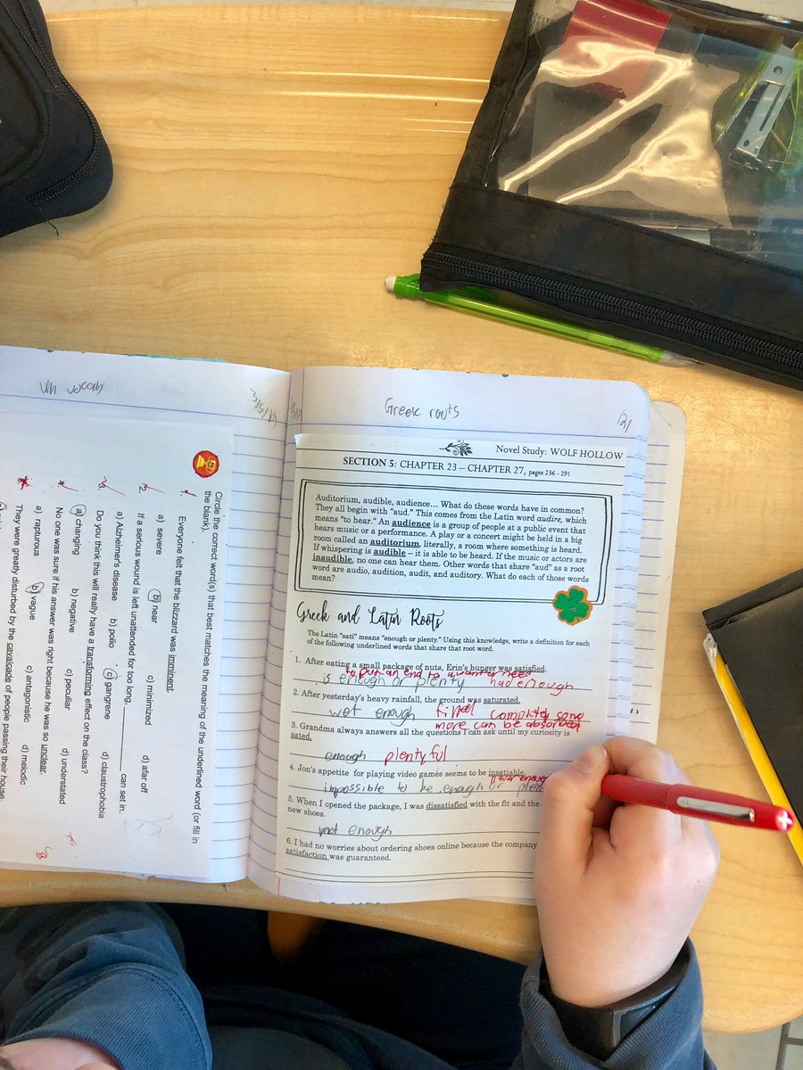 mrs_kbrown's tweet image. Our warm up activities- called  #DoNow on our team- was on MA Learning Standard 6.4b: Greek &amp;amp; Latin Roots today. We go over the answers to correct in our composition books.