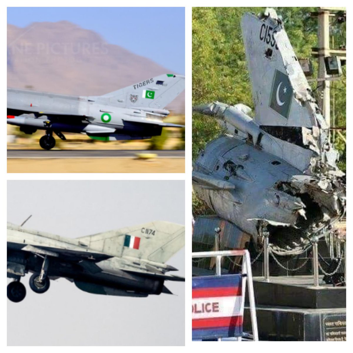 iamhamzaabbasi's tweet photo. #ModiGoesCrazy Unbelievable 🤦‍♂️... To improve morale, now Indian Military is putting wreckages of their own MIGs showing them as downed PAF F7s not realising tht Pak flag on all PAF jets is inverted backwards &amp; thr MIG serial nos start with C. The sitcom continues! https://t.co/z7gM4VGuZZ