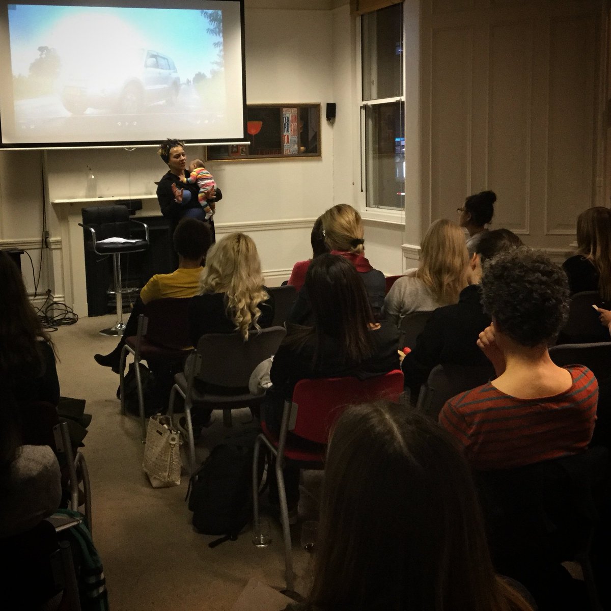 In action, presenting my <a href="/WFTV_UK/">Women in Film & TV (UK)</a> seminar "A Guide To Editing Documentary and Factual Entertainment" yesterday, with 4 month old accessory.

#mumatwork #editorlife #womeninfilm #womenintv #documentary #factual #bringyourbabytowork