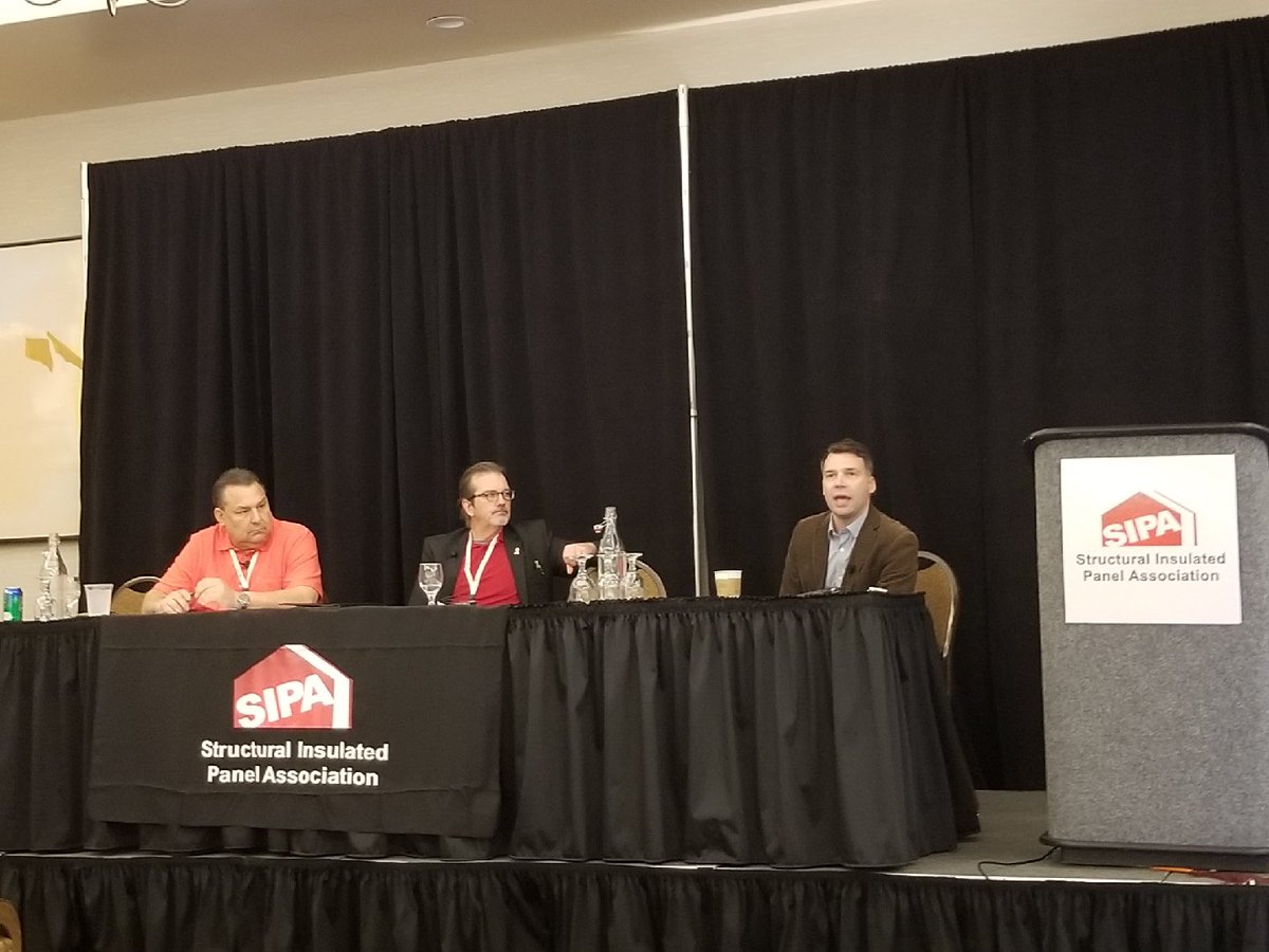 SIPAtweets's tweet photo. #Architect panel discusses successes of #SIP construction @SelectSIPs expo 2019 today. #sipsconstruction #netzero #sipsbuilding #greenbuilding #sipsstructures https://t.co/duRT3z7Yw7