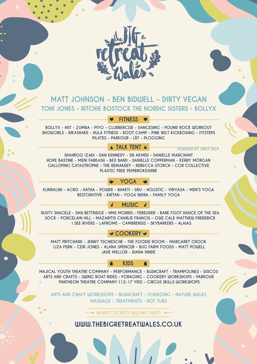 *****THE BIG RETREAT LINE UP 2019******
Have you got your ticket yet?

Head to thebigretreatwales.co.uk 🤗