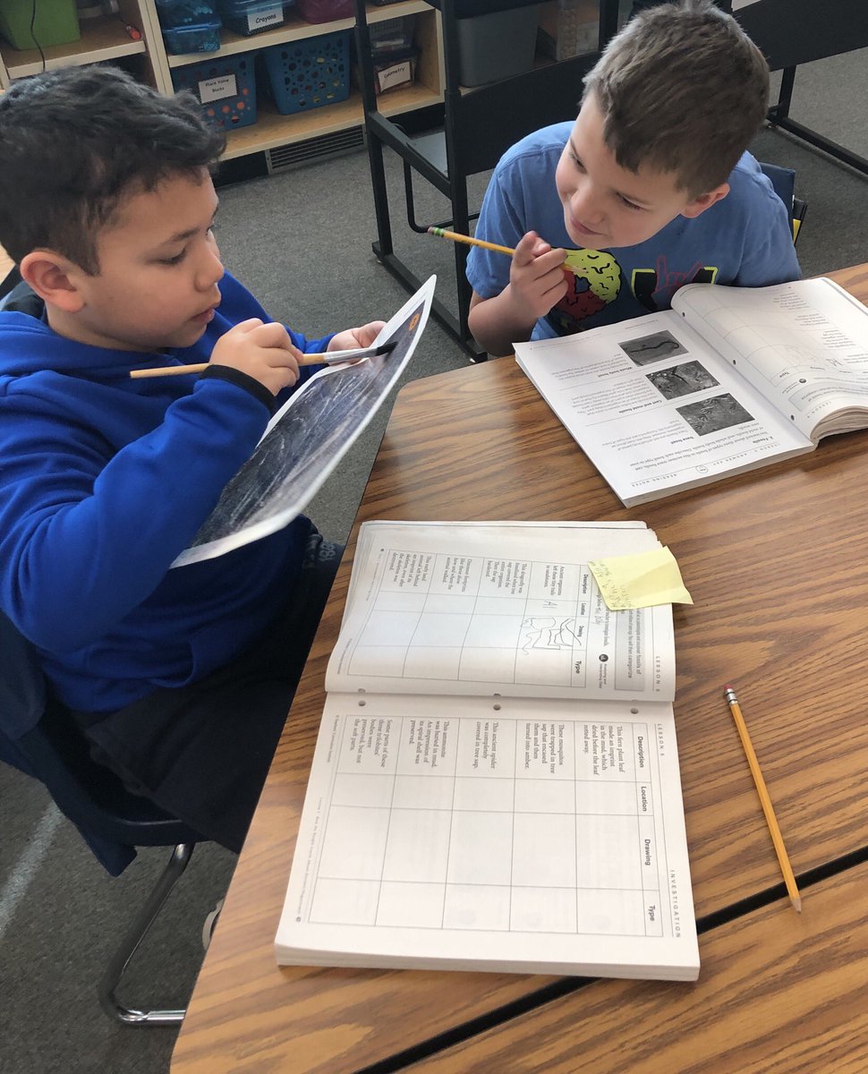 Classroom206's tweet image. After uncovering fossils, students worked together to describe and identify the fossil type #D64smiles #EngageD64 #TCIscience