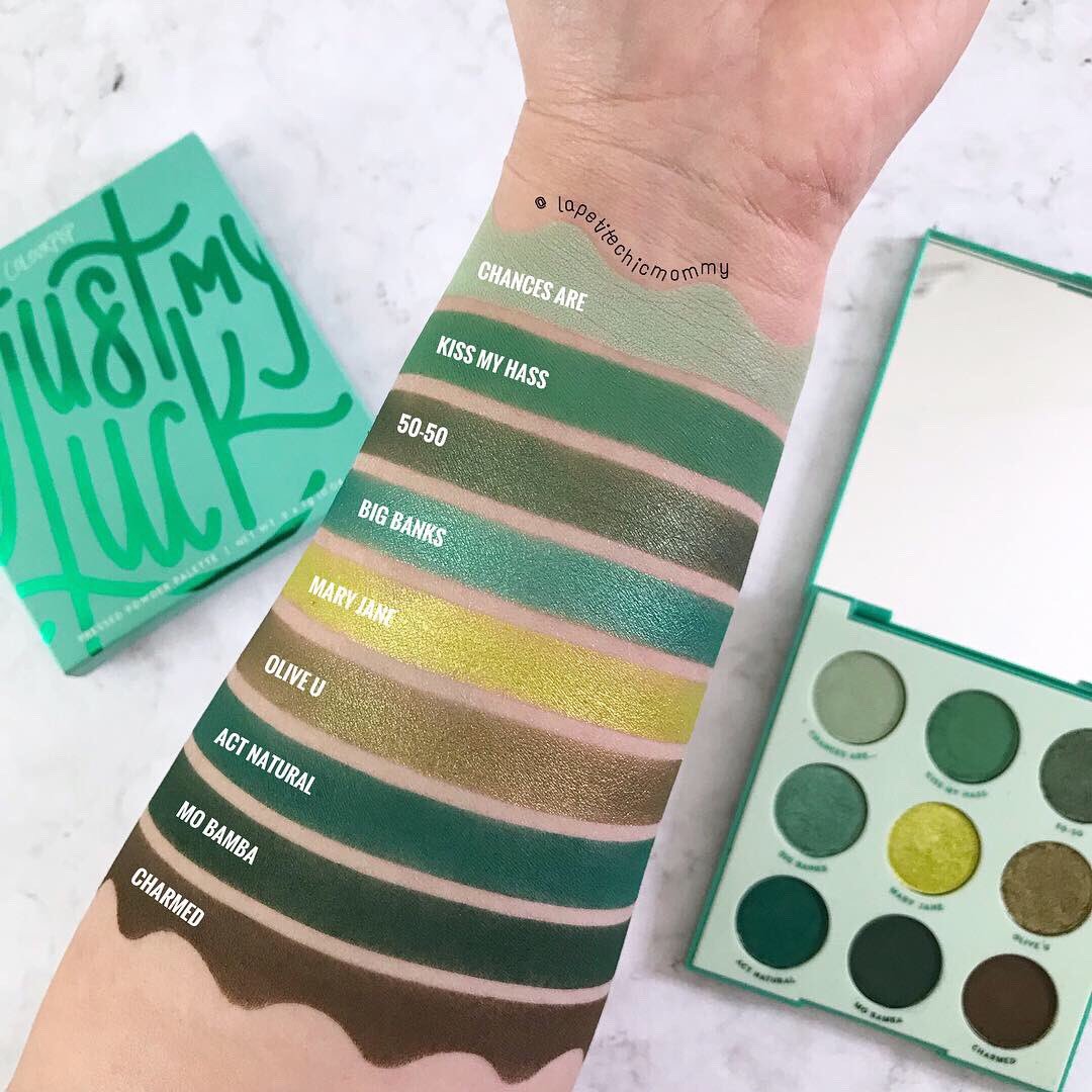 Swatches of <a href="/ColourPopCo/">ColourPop Cosmetics</a> Just My Luck Palette!!! 🍀🍀🍀🍀