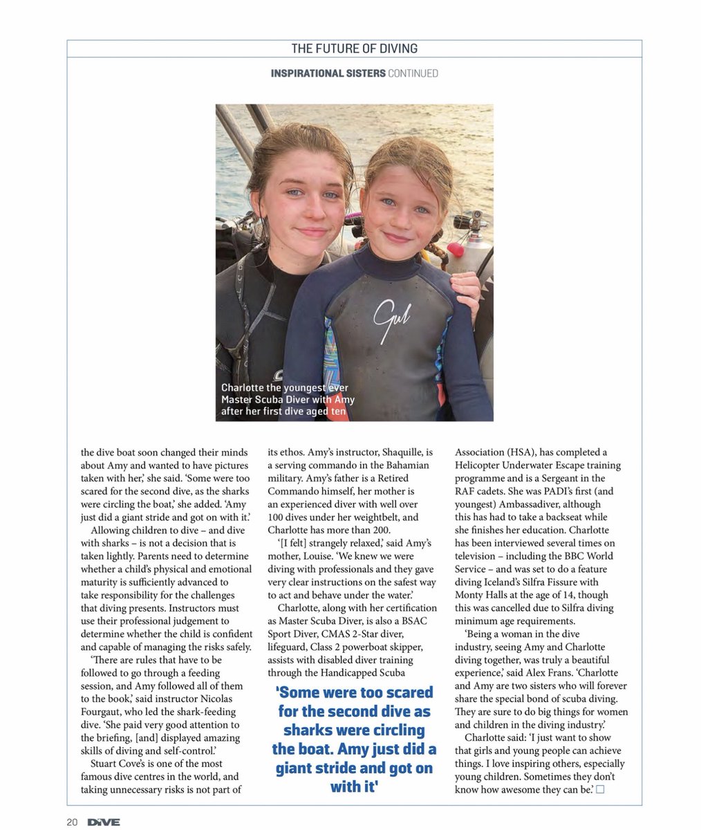 StuartCoveDive's tweet photo. We LOVE stories like this π We'd like to thank Amy and @Charlotte_Diver for visiting us to complete our open-water dive course! Amy is the youngest ever @PADI certified shark diver!
Shoutout @DiveMagazine for featuring us in this amazing experience below! β¬οΈ #FutureofDiving https://t.co/LaU0dlkelL