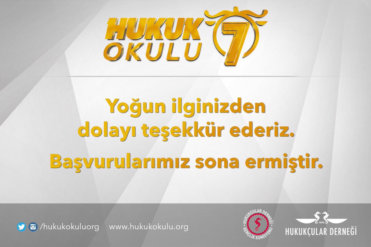 Hukuk Okulu 7 başvurularımız sona erdi!
8,9,10 Mart’ta sizleri ağırlamak için sabırsızlanıyoruz 🔜