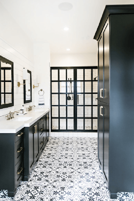 theshowerlab's tweet photo. Pair the Coastal  Gridscape® 1 shower doors with contrasting patterns, just like Coastal Icon and designer, Sita Montgomery - https://t.co/alYkVXoQKO https://t.co/MoP1ln7z7F