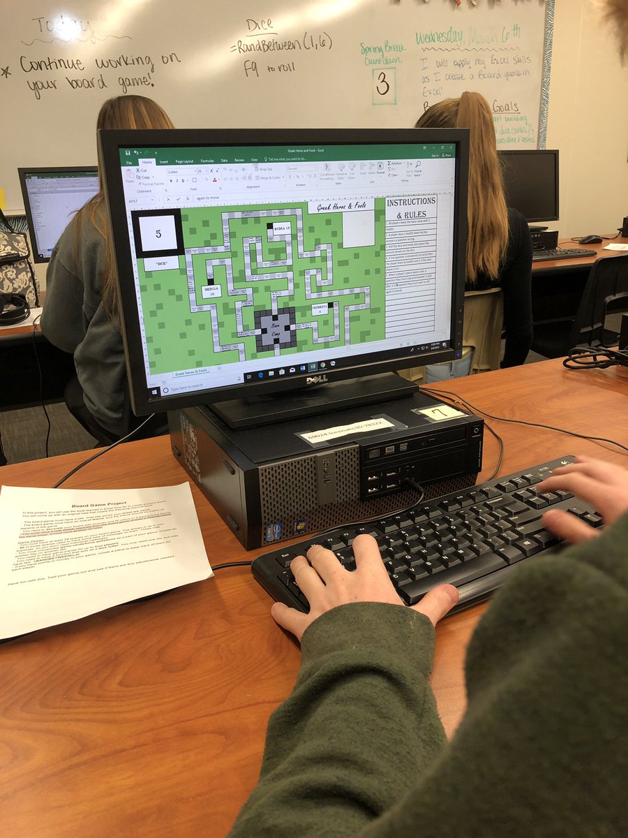 coachmmurray's tweet photo. Day three of creating our Board games in Excel! I am so impressed with our kiddos work. They are going to have a blast playing each others games! #LISDFutureFocus https://t.co/BApAALPBpm