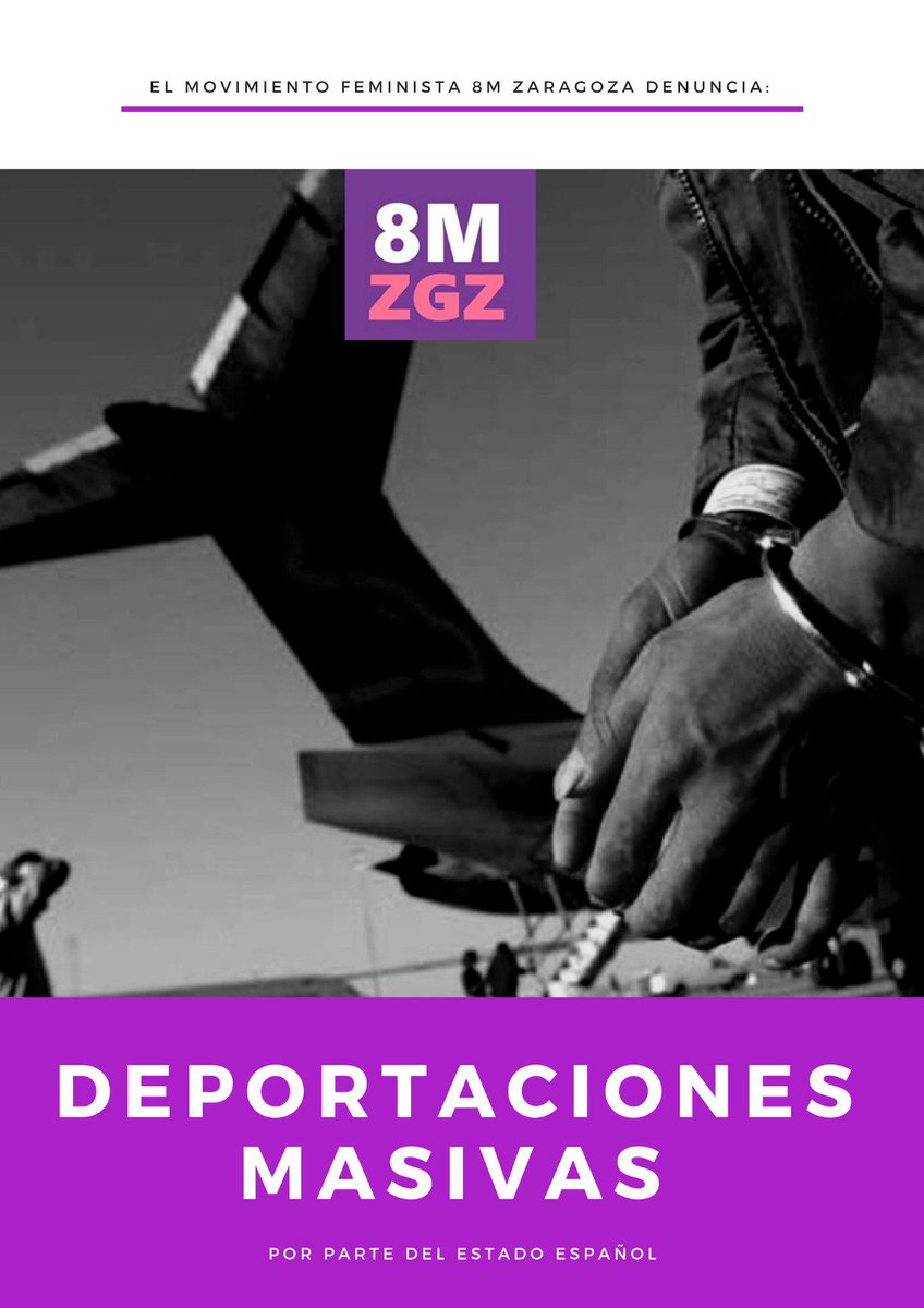 8_mzgz's tweet photo. ✋⚠️ Desde #8MZGZ denunciamos ⬇️

La persecución, la represión y las deportaciones forzadas a las que se ve sometida la población migrante en el estado español https://t.co/z7ccycz7G0