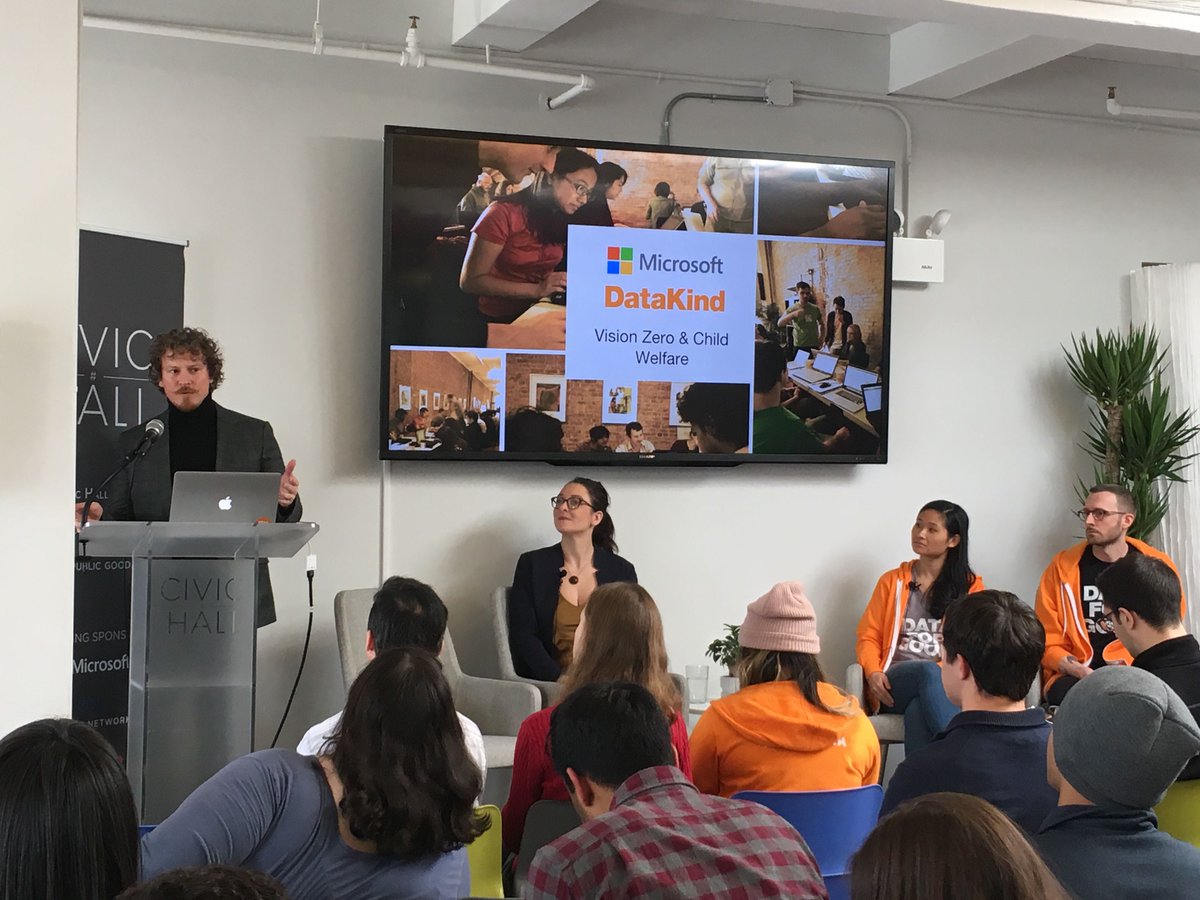 DataKind's tweet image. Packed house for today&apos;s #MachineEatable at @CivicHall w/@MicrosoftNY, @johnpaulfarmer, @canadeau &amp;amp; @DataKind’s Michael Dowd &amp;amp; Ada Sim talking about Vision Zero and foster care. Can’t make it? No worries, check it out on Facebook live: bit.ly/2UjDSSk
