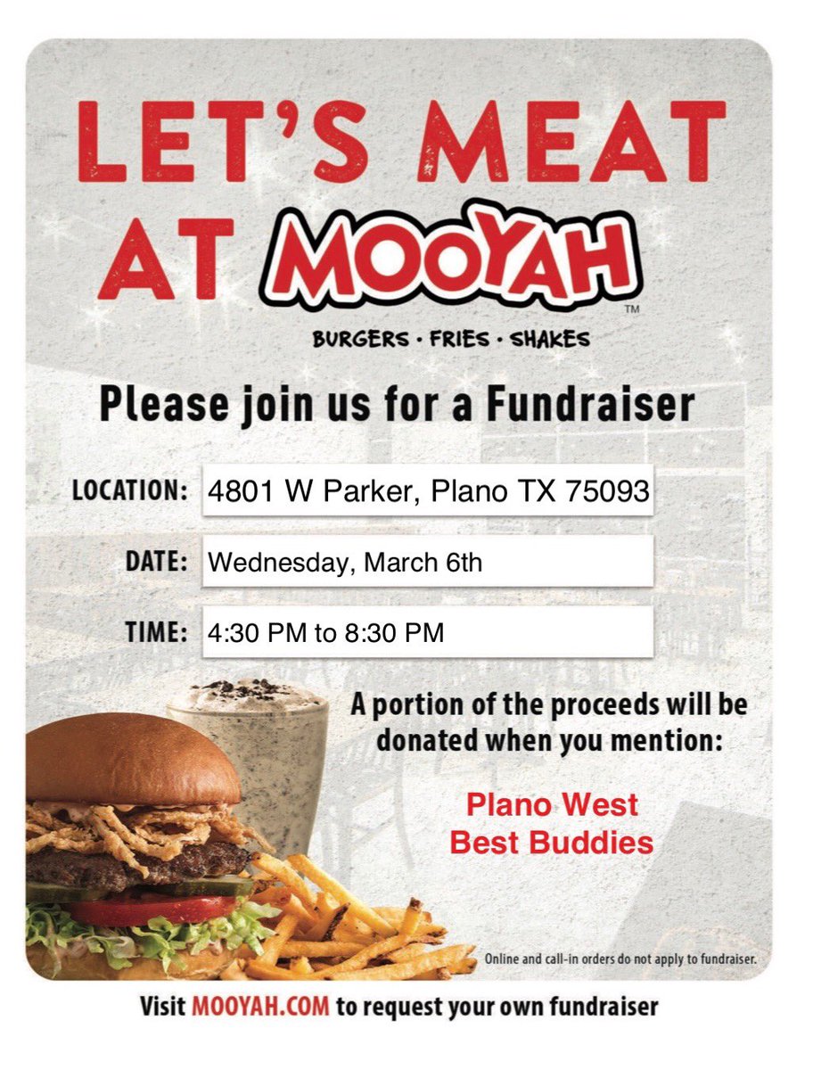pwshbbuddies's tweet photo. TONIGHT. IS. THE. FUNDRAISER. Don’t forget to come to Mooyah tonight sometime between 4-8!! Hope to see y’all there!!🍔 https://t.co/SAZMoWGXdH