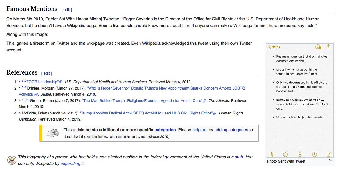 Patriot Act With Hasan Minhaj Ar Twitter Roger Severino Is The Director Of The Office For Civil Rights At The U S Department Of Health And Human Services But He Doesn T Have A