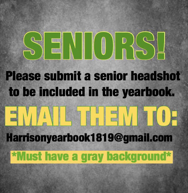 HYearbook2019's tweet photo. PLEASE! We are missing a ton. If you got your senior pictures done through focal point, we already have your photo. If you have any questions please contact us through email or through our coordinators: Mrs.Murphy, Asia Rivett, or Ally Webb! https://t.co/xIeHvMMOCn