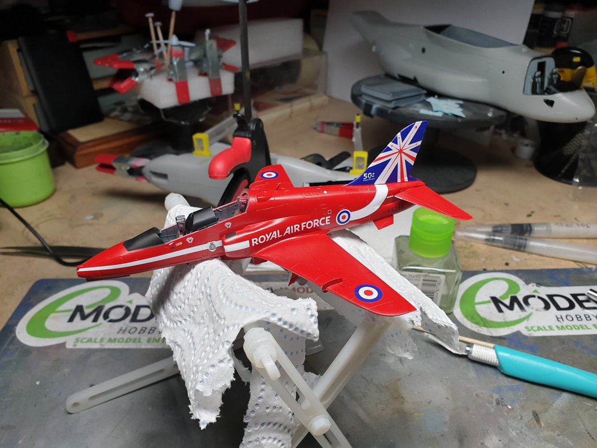 Plastic_Alchem's tweet photo. And the works on the Red Arrow are still going. Soon, gloss coat to seal the decals and the wheels. #scalemodel #plasticmodel #collectorsitem #scalemodelworld #commissionbuilds #Airfix #172scale #plasticalchemist #Raf #redarrow #oneofakind #airbrush #plasticmodelsworld #collector https://t.co/9uGEBdmEFw