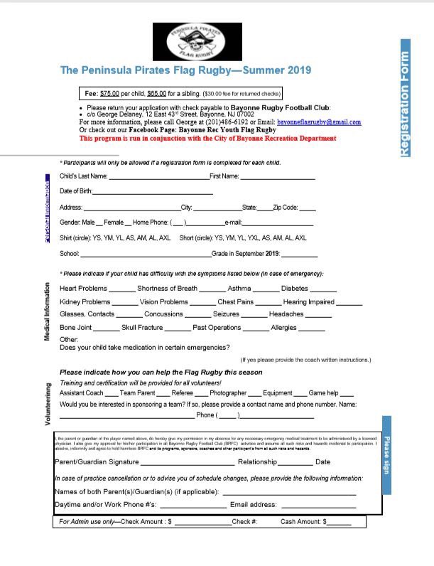 BayonneNJEvents's tweet photo. Bayonne Rec Youth Coed Flag Rugby 2019 Season is upon us. Summer schedule and Registration forms attached. We will start to collect registrations May 01, 2019.
Please spread the word. All are welcome. #BayonneNJEvents https://t.co/CqcAQxwqhf