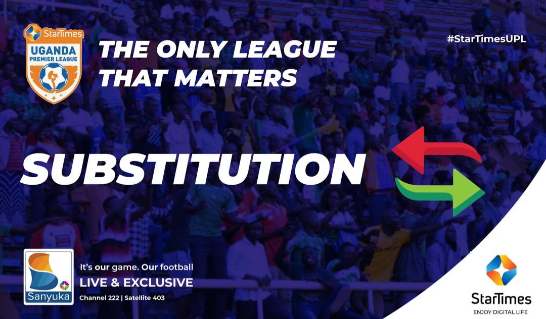 sanyukatv's tweet photo. #StarTimesUPL
#SCVKJSS
90+ | @SCVillaJogoo 1-2 @K_JSSFC
Kirinya Substitution.
David Bagoole off, Mayanja Anthony on.
#SanyukaUpdates @StarTimesUganda @UPL https://t.co/8zGG87JLXf