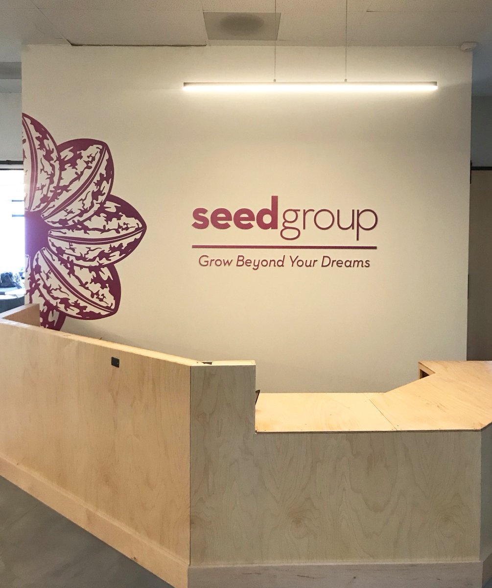 ferraricolor's tweet photo. Show off your brand and logo like @theseedgroupca! #theseedgroup #largescalegraphics #wallgraphics #ferraricolor #frondeskdecor https://t.co/lZpSWAKDZm