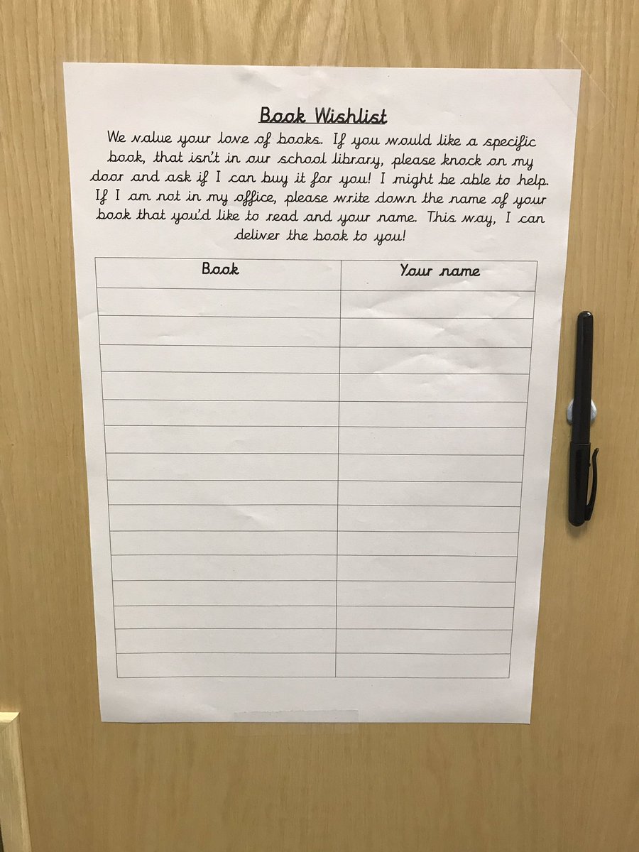 It was great to see the headteacher support my idea of our new ‘Book Wishlist’ for the children. It gives them an opportunity to select the books that they want to read and also the chance to update our school library after they’ve read them. 📚  <a href="/_Reading_Rocks_/">ReadingRocks</a>