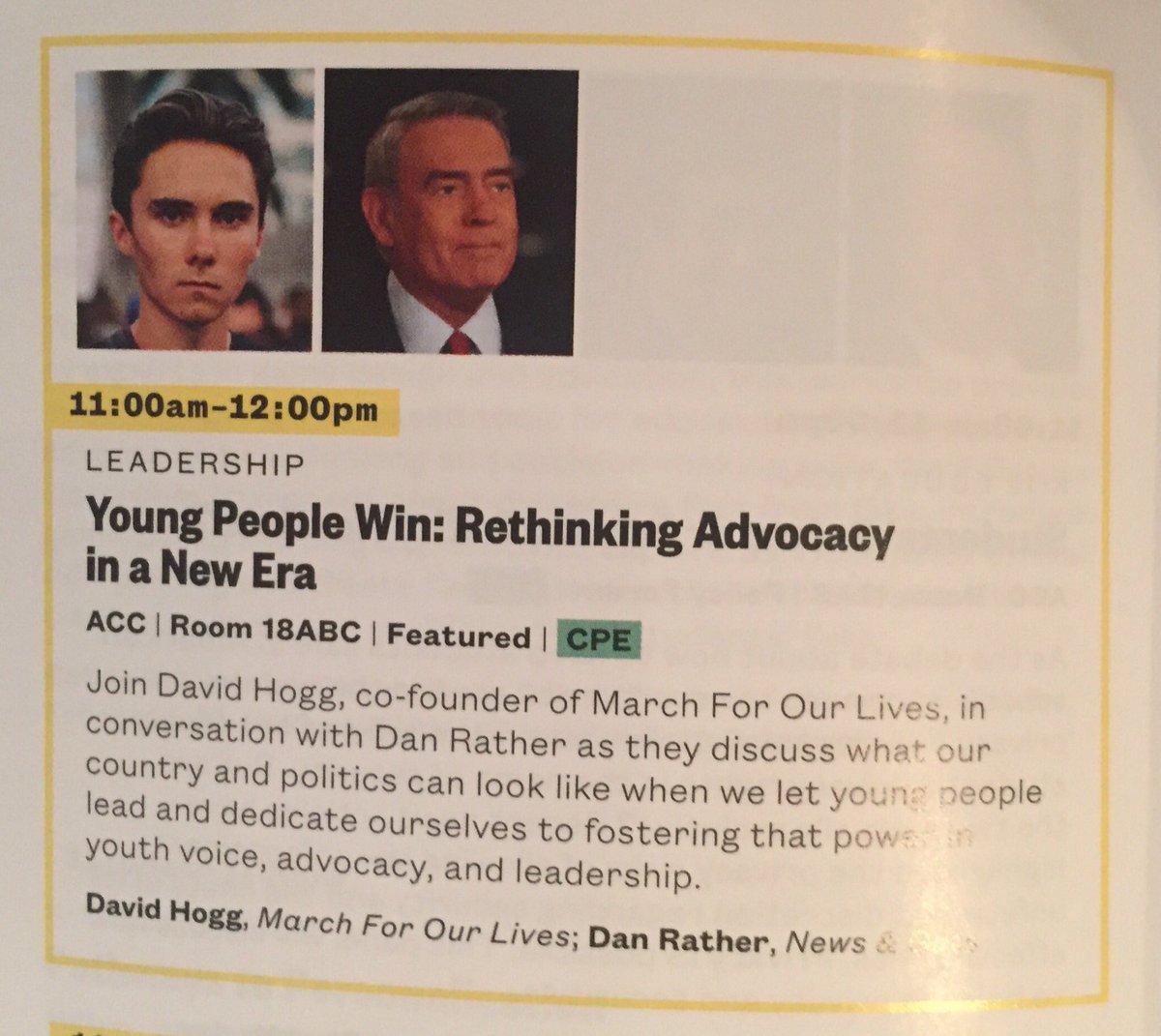 ms_skillern's tweet photo. @DanRather’s quote referring to @davidhogg111’s activism work on reducing gun violence in our nation: “Hearts can inspire other hearts with their fire.” @SXSWEDU audience participants were certainly inspired. Join and donate to #MarchForOurLives. https://t.co/2PqzOfWJCn