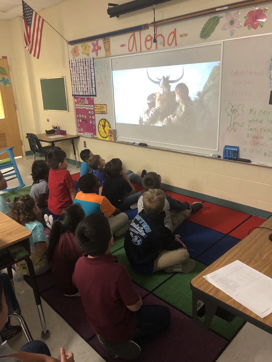 Rasmussen2nd's tweet photo. Skyping with Cressida Cowell the author of How to Train your Dragon. It was so much fun learning how she writes books! @MsT_Clark @CESCorkyBear https://t.co/rUfFu5XmPW