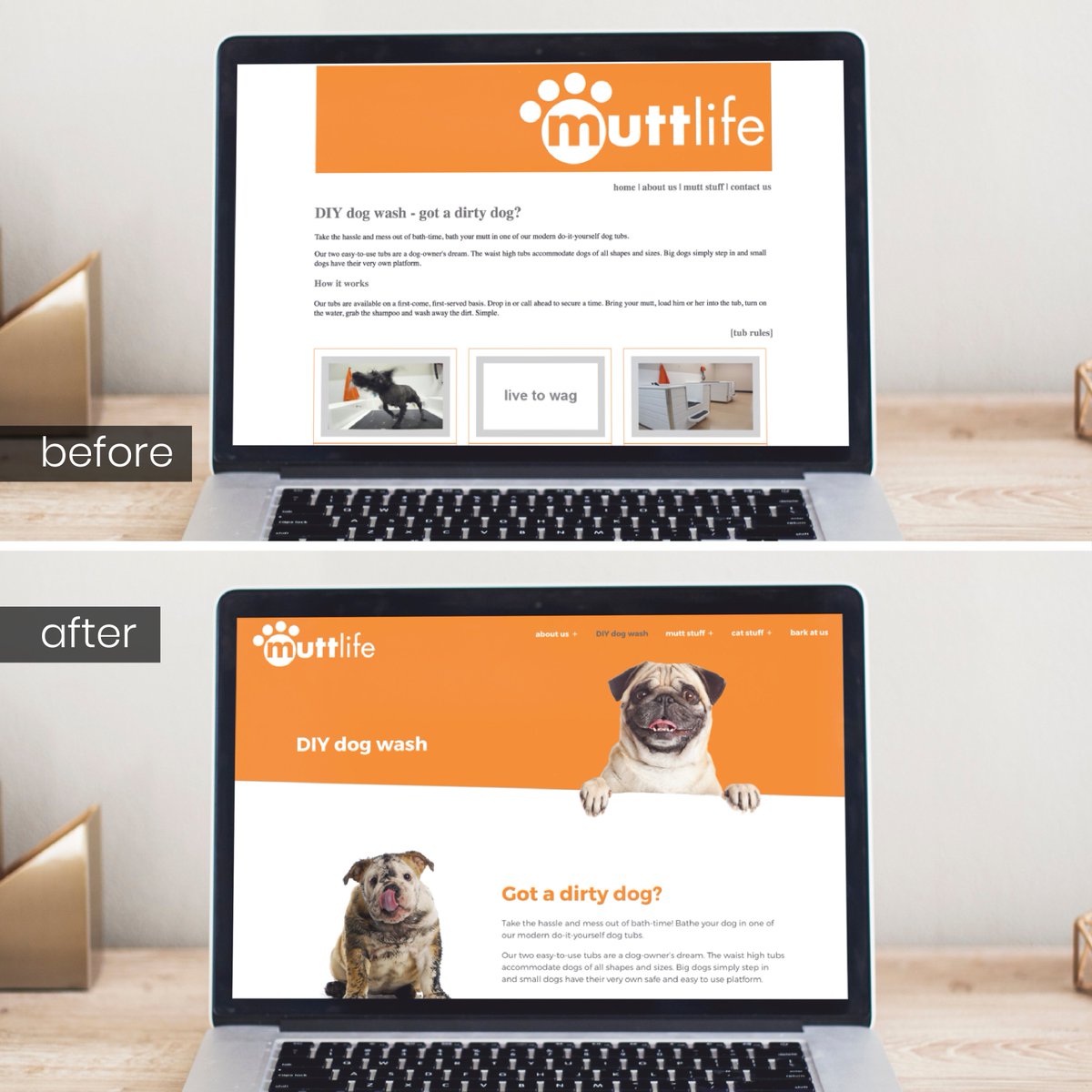 I'm excited to unveil, or in Mutt Life's words, UNLEASH, the new <a href="/MuttLifeInc/">Mutt Life</a> website! muttlife.ca 

Check out Instagram for more before and after photos: instagram.com/p/BurUNwlF84E/ 

#worthitdesigns #webdesigner #muttlife #MiltonON