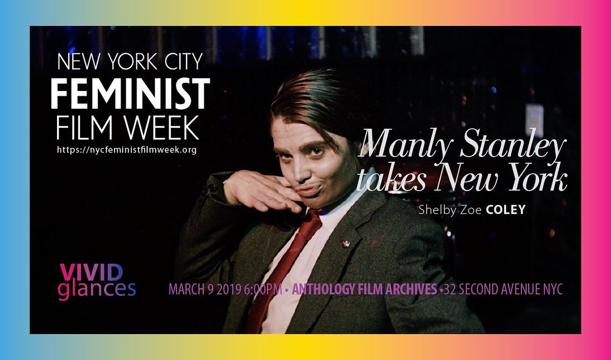VividGlances's tweet photo. This Saturday in #nyc: #VividGlances: a film program of #bi+ short films @AnthologyFilm for @NYCFemFilmWeek — featuring MANLY STANLEY TAKES NEW YORK by Shelby Zoe Coley! Full line-up here: https://t.co/oelqFwhtPJ #bisexuality #BiTwitter #bisexualcinema #queerfilm https://t.co/uEORkx19Gy
