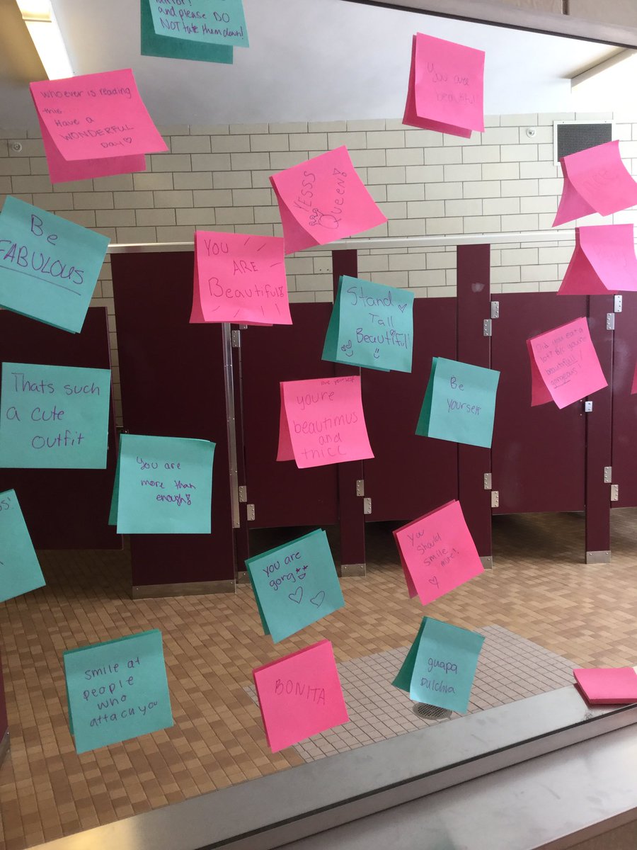 Mrs. Diane Senkoski (@mrs_senkoski) on Twitter photo Our 8th grade girls are pretty special! Yesterday, one stickey note appeared on the mirror that said “you are beautiful” ❤️ One day later, we have some pretty awesome messages appearing! #GirlPower #Confidence #Independence #NASDLearns <a href="/TheEllenShow/">The Ellen Show</a> @IngomarMiddleAP Our 8th grade girls are pretty special! Yesterday, one stickey note appeared on the mirror that said “you are beautiful” ❤️ One day later, we have some pretty awesome messages appearing! #GirlPower #Confidence #Independence #NASDLearns <a href="/TheEllenShow/">The Ellen Show</a> @IngomarMiddleAP