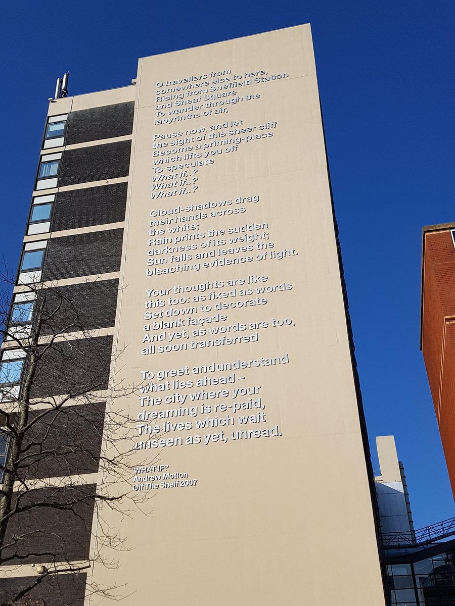 togetherdebbie's tweet photo. Beautiful blue skies over Sheffield this afternoon ... the city where dreaming is re-paid #AndrewMotion https://t.co/25J0vTGLzK