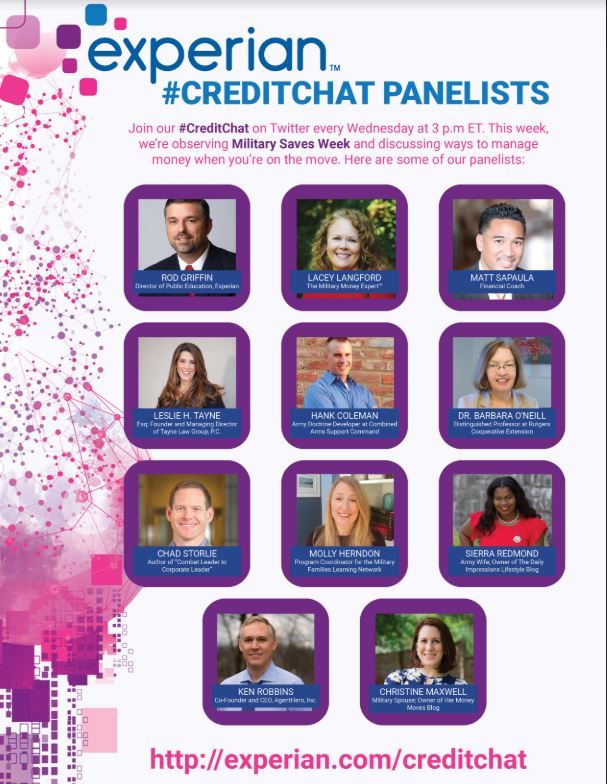 It's Military Saves Week! Join me TODAY for a #CreditChat on Managing Money While on the Move! Wednesday, February 27th at 2:00 p.m. ET/11:00 a.m. PCT #CreditChat #MSW19

What questions do you have about managing money on the move?