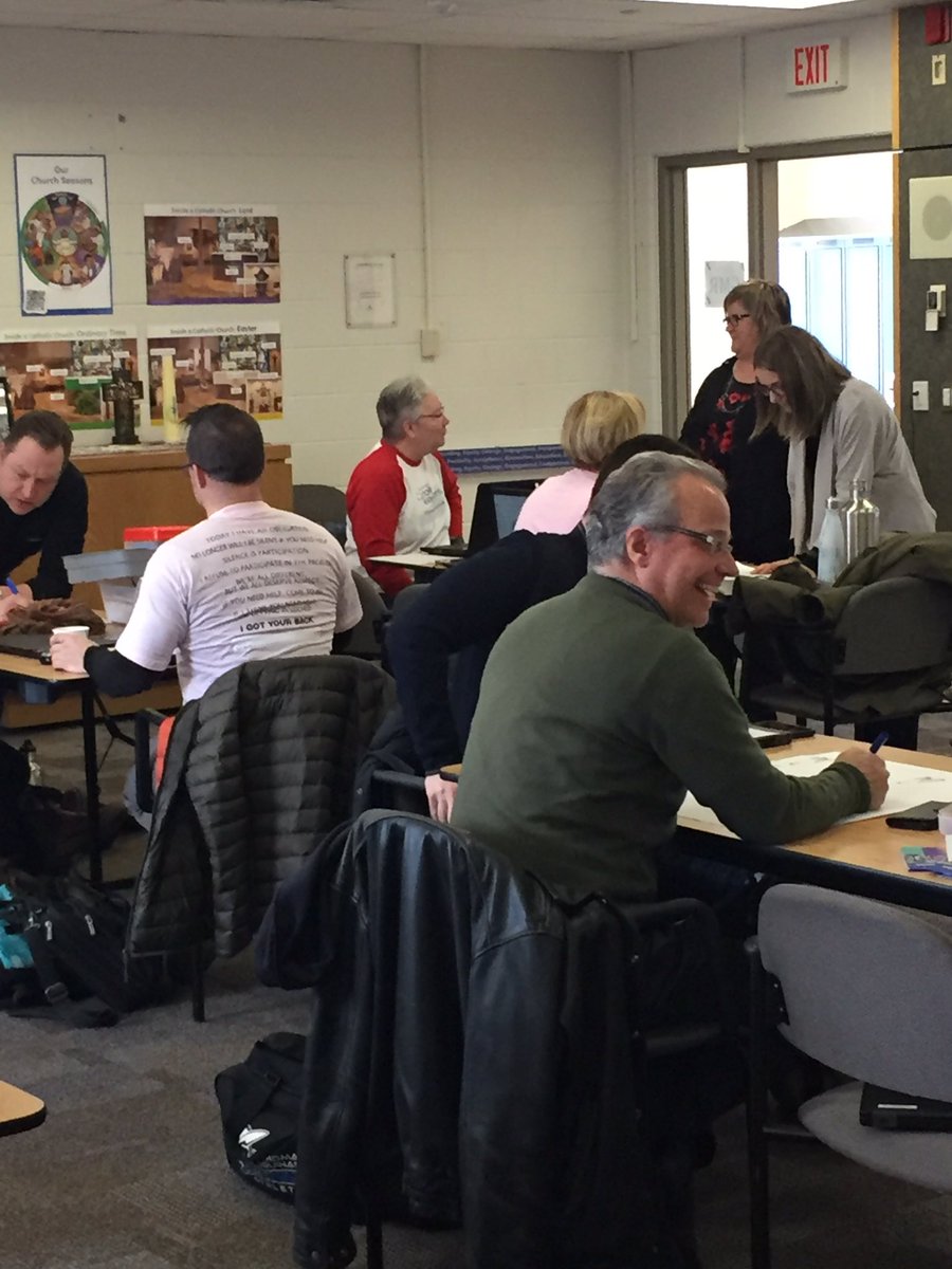 SMCDSB_Faith's tweet photo. Our SMCDSB secondary religion teachers are working hard today, learning about Individual Pathway Plans and exploring the new Gr 9 curriculum #alwayslearning @SMCDSB https://t.co/SmauPBSk9S
