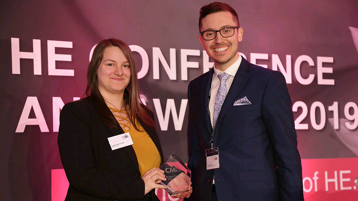 JanetEWork's tweet photo. Congratulations to @DanniKeeling on winning Student Ambassador of the Year Award at #CMIHECon @CMIEastMids and well done to the other finalists @PatriciaOLynn and Alexis Pepin @CMINIreland @CMI_LondonandSE https://t.co/yKl6ZzHE0u