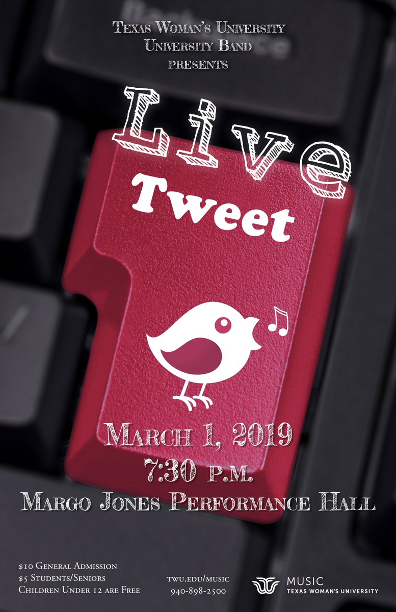TWU_Bands's tweet photo. TWU University Band is going LIVE on Friday! Hope you can join us. #twubandslive https://t.co/s4dNZEvhyC