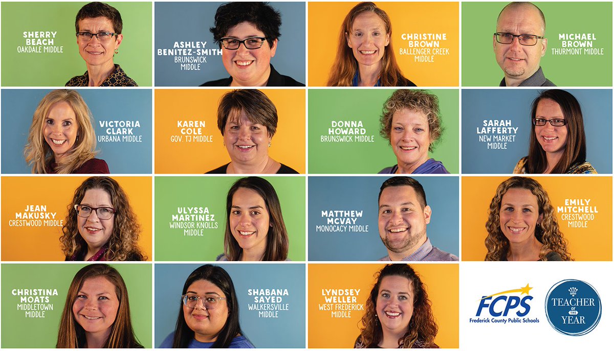 FCPSMaryland's tweet photo. Good morning @FCPSMaryland!
Introducing our remarkable 2019-2020 FCPS Teacher of the Year Middle School Nominees! #FCPSProud
⭐️Congratulations to all 70 Nominees!⭐️
Stay connected! There's more to come!
#FCPSTOY https://t.co/tINPtotz9E