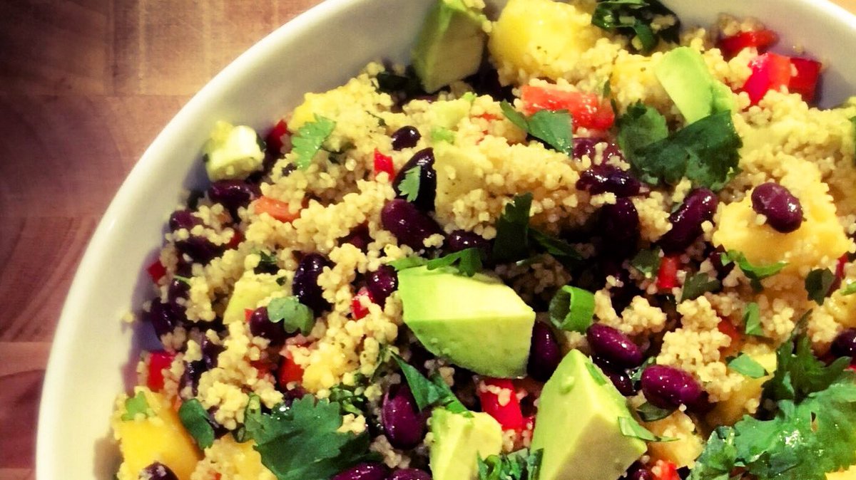 Inspired by Ainsley’s Caribbean journey here’s a delicious &amp; quick salad with our <a href="/AinsleyFoods/">Ainsley Harriott</a> Lemon, Mint &amp; Parsley Couscous: add chopped avocado, red pepper, mango, spring onion,scotch bonnet chilli, coriander, black beans &amp; a squeeze of lime or orange juice 😋 #lovecouscous