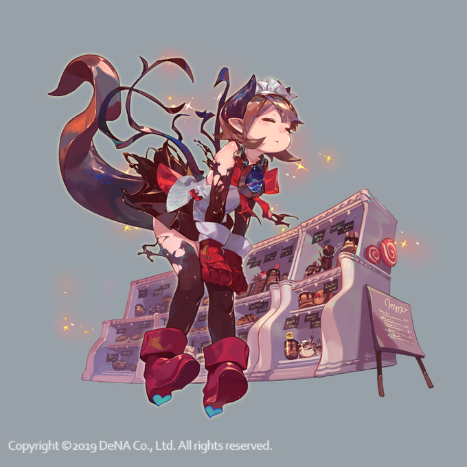 #逆転オセロニア にて、バレンタインミューニです～。
リリース版は少々修正が入っております、
他の方のキャラクターを描くのは緊張しますね、闘化にもシュクレちゃんは登場しますので、そちらも楽しみにお待ちいただければと思います。
#オセロニア 