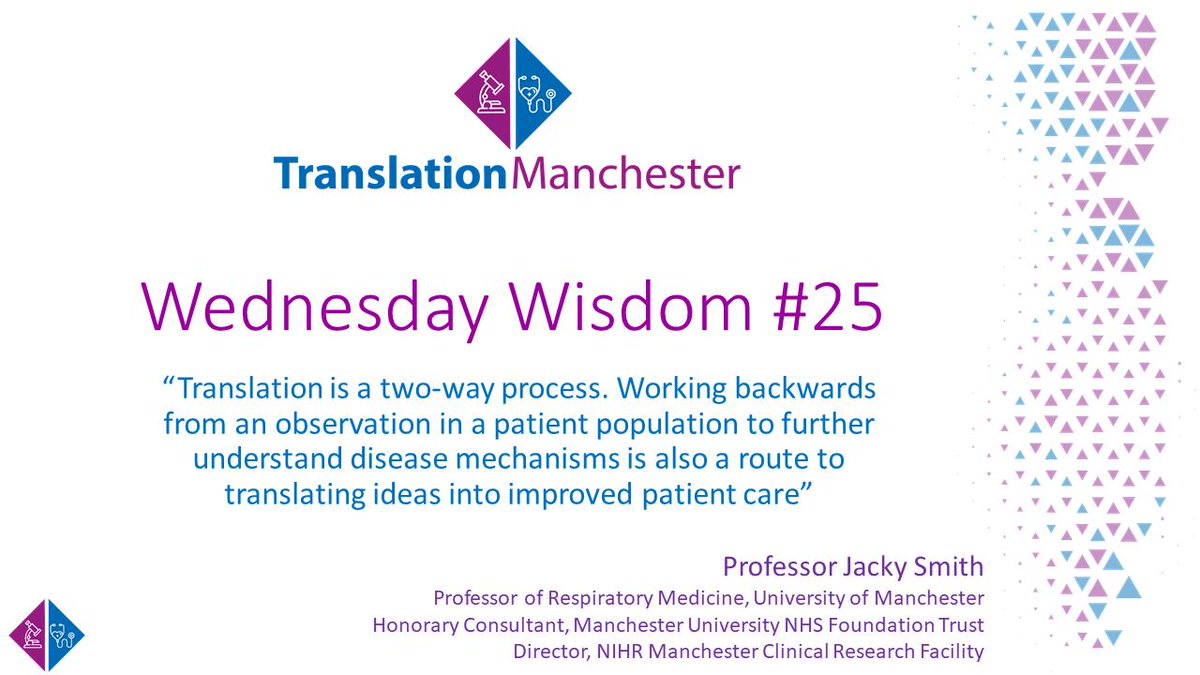 Translation_Mcr's tweet photo. #WednesdayWisdom from @ManchesterCRF director and #TranslationMcrLaunch Keynote speaker, Prof Smith: Don't forget about #BackTranslation!
#transaltionalresearch #crf #nihr #Research #ClinicalResearchFacility https://t.co/Ioc4OPpnWt