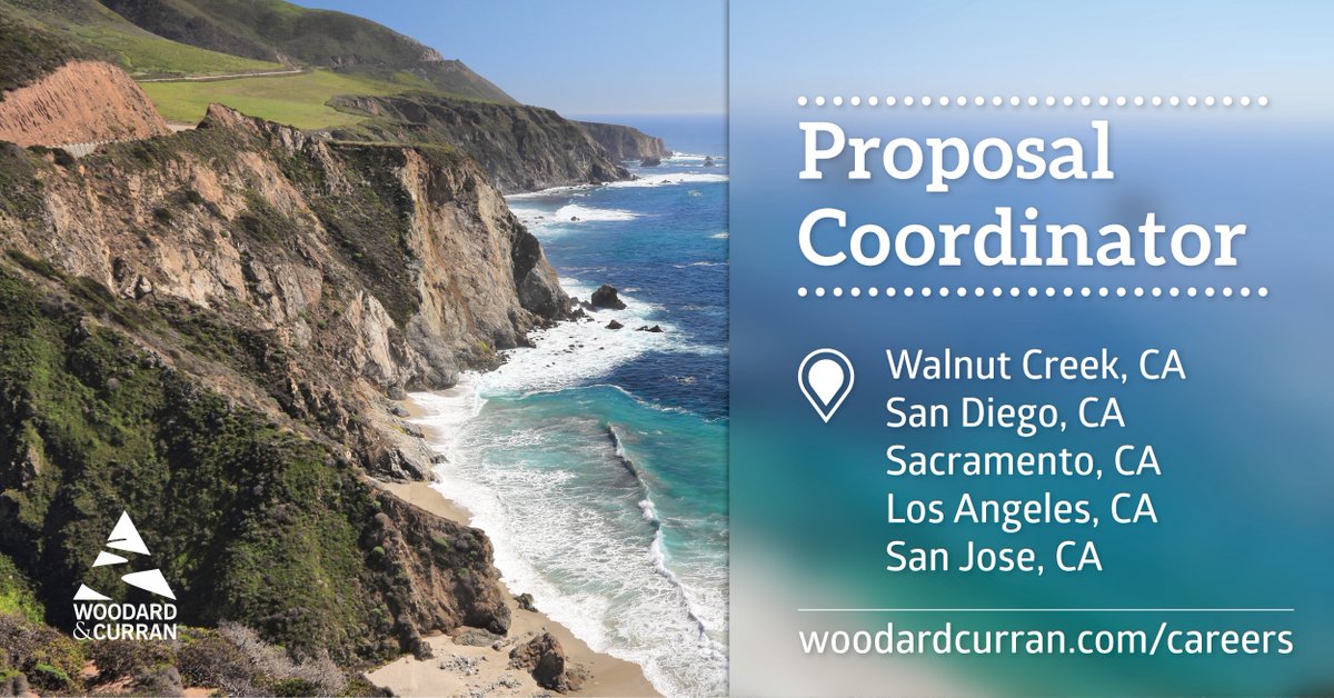 woodardcurran's tweet photo. We are seeking a #ProposalCoordinator who is detail-oriented, deadline-driven, and motivated to win bids on the #WestCoast. Check out the full job description and connect with one of our recruiters! https://t.co/vtAHc17YY2 #WCjobs #hiring #proposalwriting #technicalwriting https://t.co/ZQYyR3IwBr